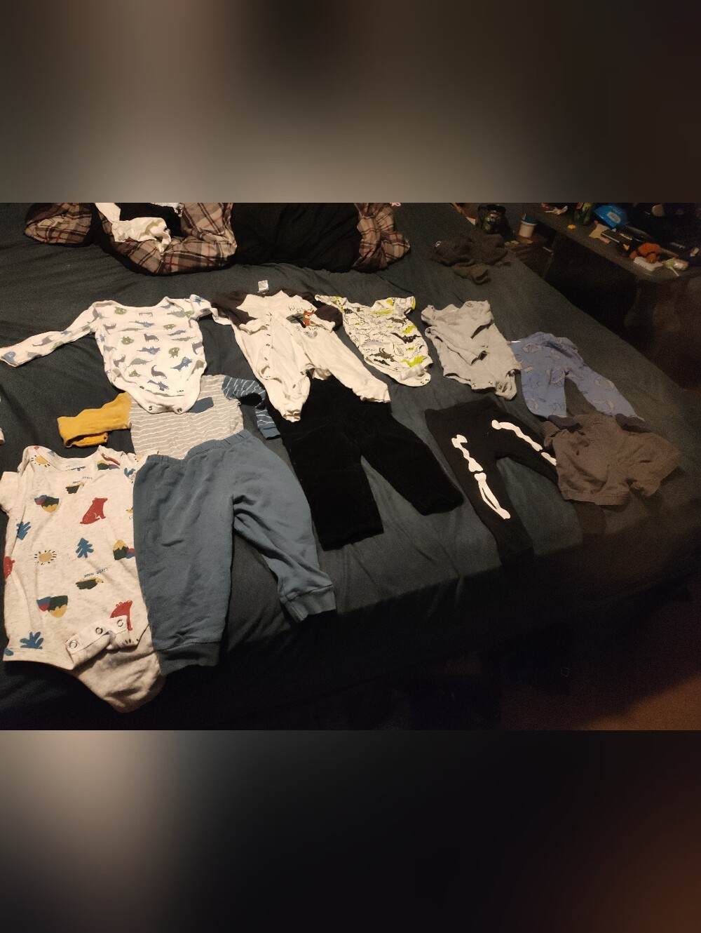 Mixed Baby Onesies and Pants Set - Blue, White, Gray, Black